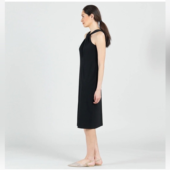 Ciara Sun Woo Black Grecian Style Midi Shift Dress Size Large - Picture 2 of 12